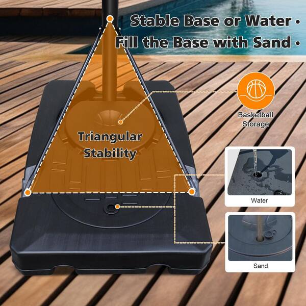 Tatayosi 44 in. Shatter Portable Basketball System with Fillable