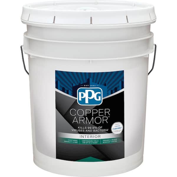 COPPER ARMOR 5 gal. Pure White Base 1 Semi-Gloss Antiviral and Antibacterial Interior Paint with Primer