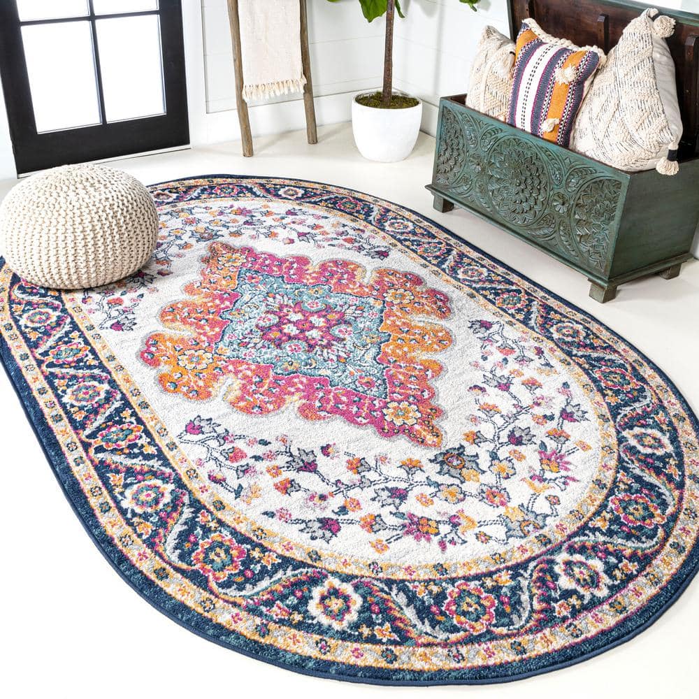 JONATHAN Y Bohemian Flair Boho Blue/Multi 4 ft. x 6 ft. Vintage