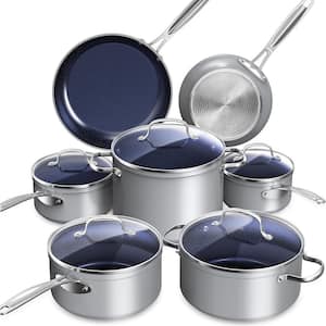 Diamond Infused 12-Piece Stainless Steel Nonstick Cookware Set in Cool Gray