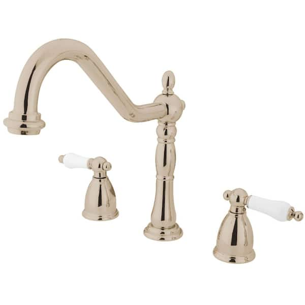 Kingston Brass Heritage 2-Handle Standard Kitchen Faucet in Polished Nickel