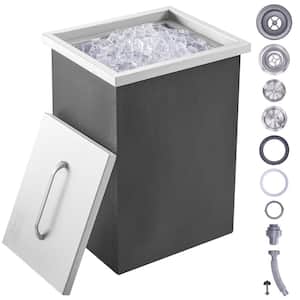 Drop in Ice Chest 14 in. L x 12 in. W x 18 in. H Stainless Steel Ice Cooler with Cover 40 qt. Outdoor Kitchen Ice Bar