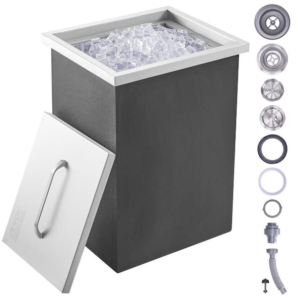 VEVOR Drop in Ice Chest 14 in. L x 12 in. W x 18 in. H Stainless Steel Ice Cooler with Cover 40 qt. Outdoor Kitchen Ice Bar