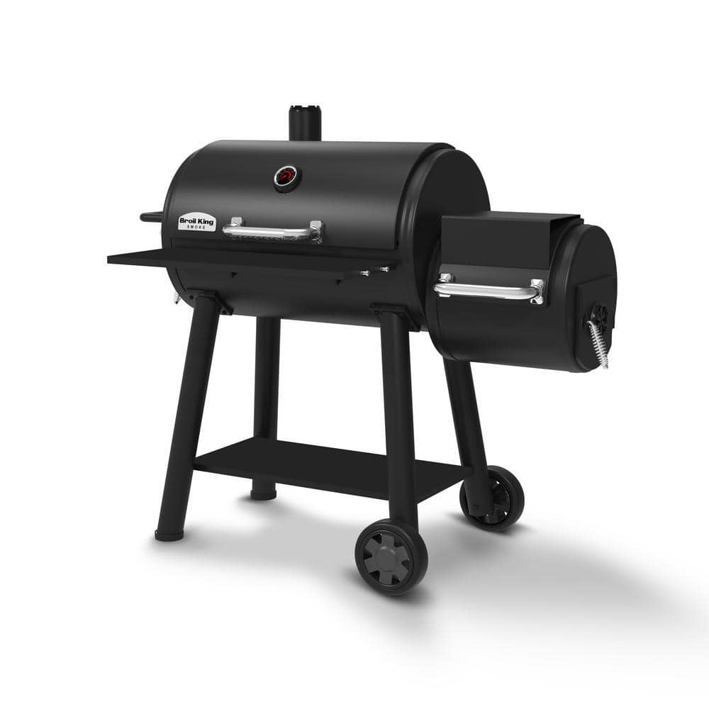 Broil King Regal Charcoal Offset 500 Charcoal Grill and Offset Smoker in Black