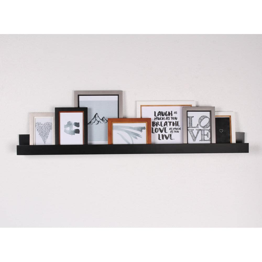 Black 42" Floating Wall Shelf for Living Room/Bedroom