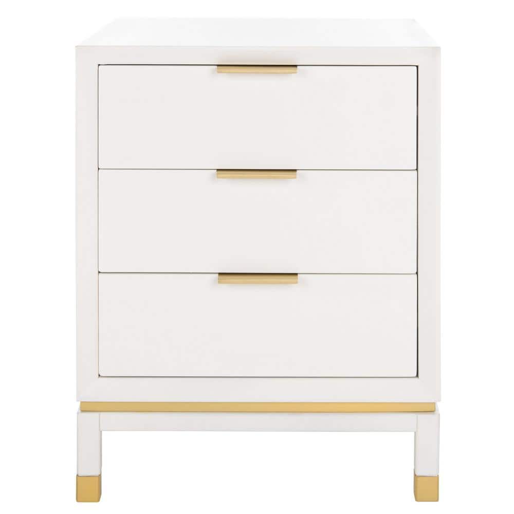 Baskin 18 in. White Rectangle Wood Storage End Table