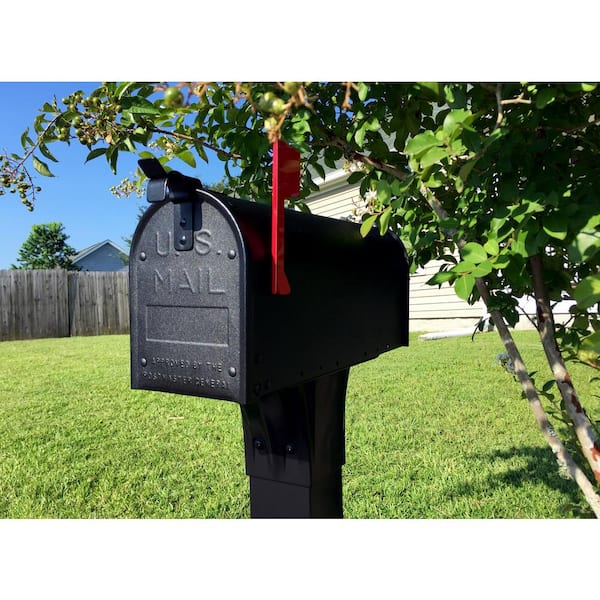 Admiral Textured Black, Medium, Aluminum, Post Mount Mailbox