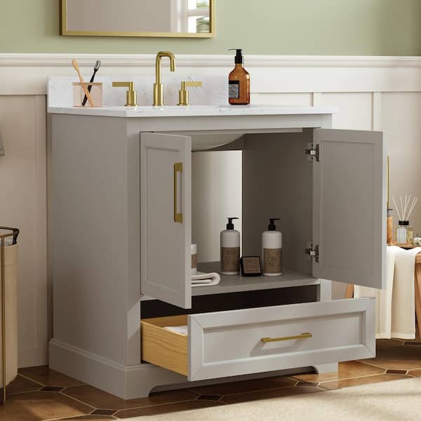 DELUXE DL LIVING Dorothy 31 in. Single Sink Freestanding Gray Bath