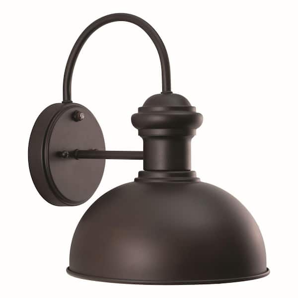 VAXCEL Franklin 1-Light Dusk to Dawn Bronze Farmhouse Barn Dome Outdoor Wall Lantern Sconce