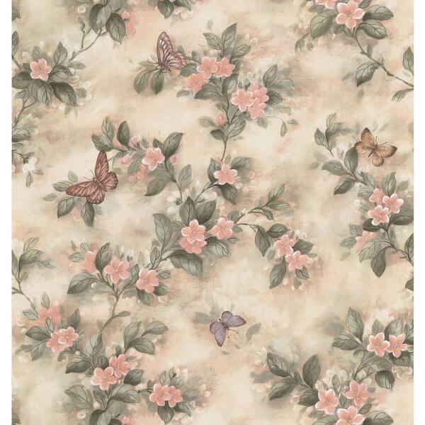 Brewster Butterfly Floral Pastel Vinyl Peelable Roll (Covers 56.4 sq. ft.)