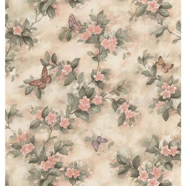 Brewster Butterfly Floral Pastel Wallpaper Sample