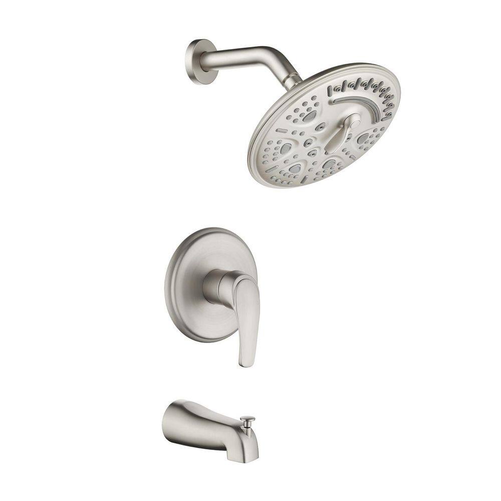 Rain Single Handle 8-Spray Shower Faucet Handheld Combo with Valve 1.8 GPM Adjustable shower Head in Nickel price history on PriceWatchPro