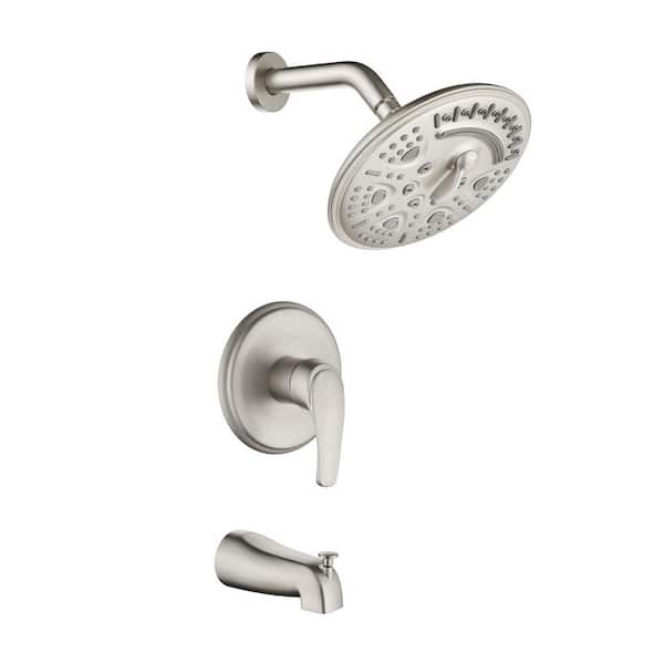 Rain Single Handle 8-Spray Shower Faucet Handheld Combo with Valve 1.8 GPM Adjustable shower Head in Nickel