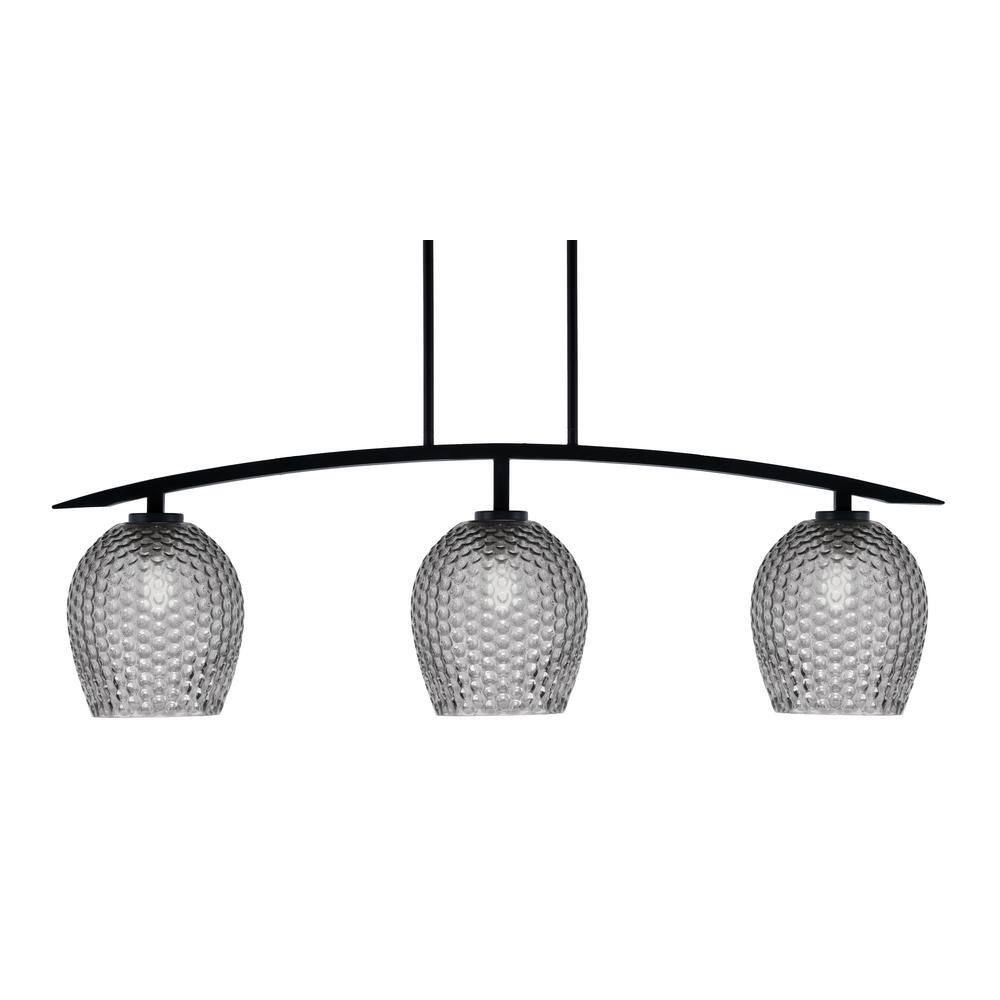 Siena 41 in. 3-Light Matte Black Chandelier with 7.5 in. Smoke Textured Gla