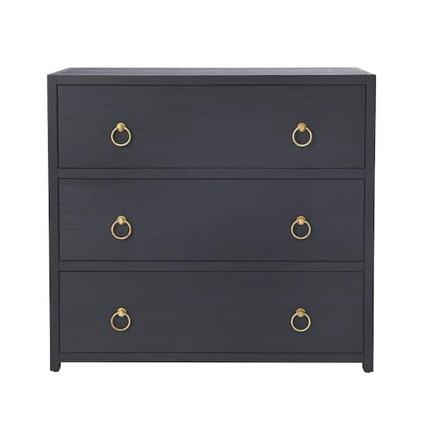HomeRoots Bernadette Blue Cabinet with 3-Drawers 32.25 in. x 34 in. 18 in.
