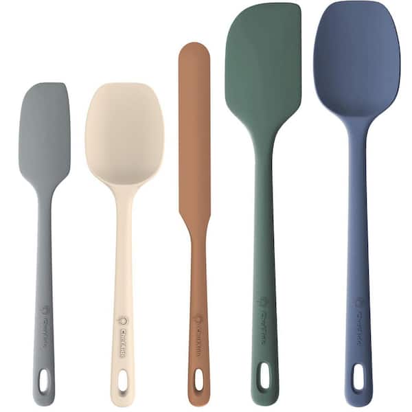 5-Piece Silicone Spatula Set with Ergonomic Grip Handle, Heat Resistant Up to 600°F for Nonstick Cooking, Multi-Color