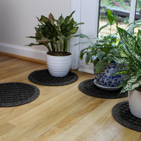 "Waterhog Squares Charcoal 12 in. x 12 in. Polyester Rubber Indoor/Outdoor Plant Trivet Floor Mat (Set of 4)"