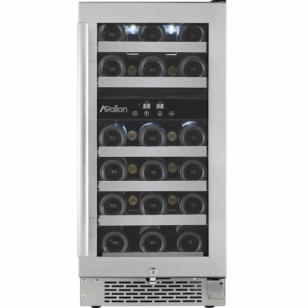 Avallon 28-Bottle Dual Temperature Zone Built-In Wine Cooler with Argon Filled Double Paned Glass