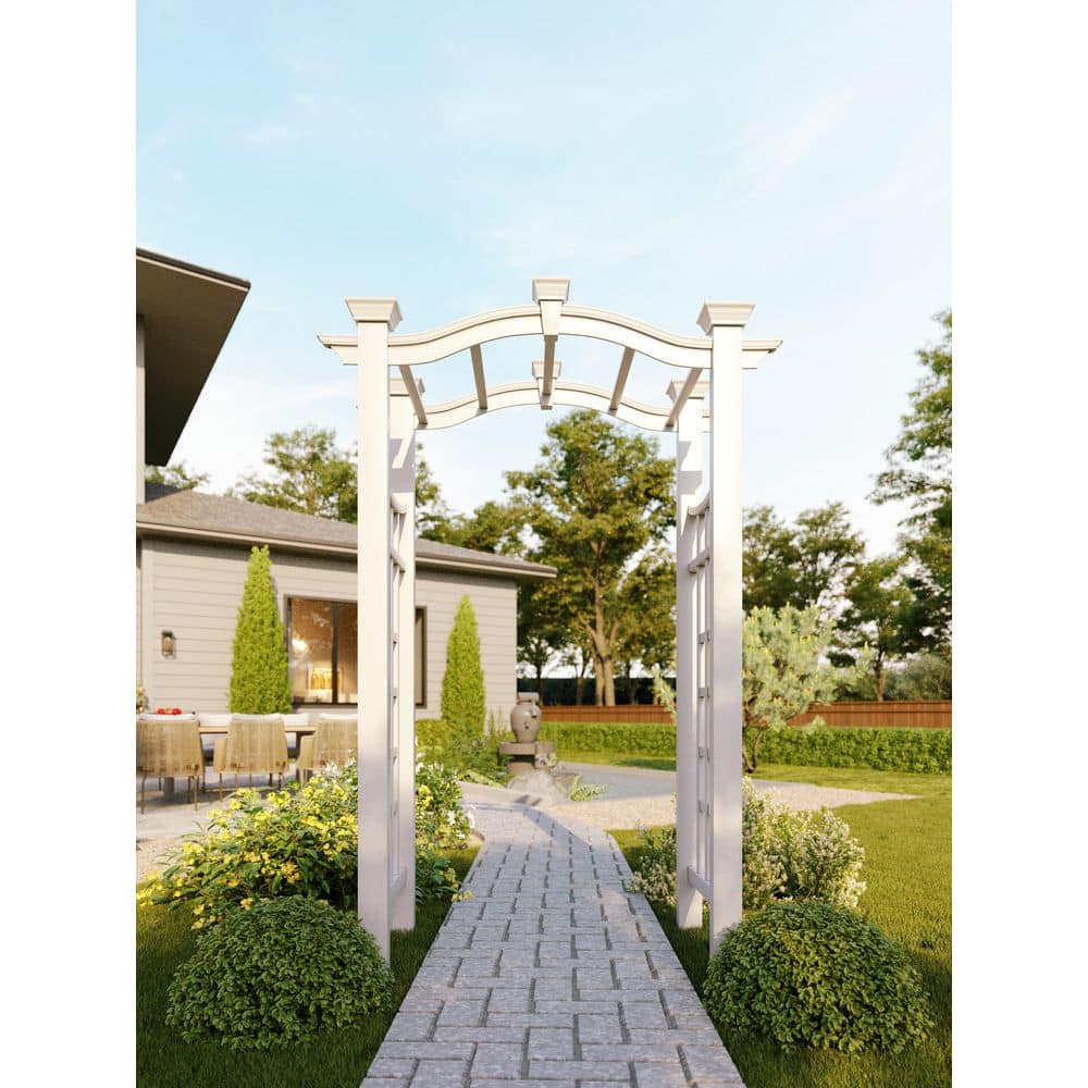Florence White Vinyl Arched Garden Arbor