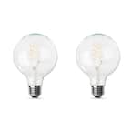 60-Watt Equivalent G40 Dimmable LED Clear Glass Vintage Edison Light Bulb With Spiral Filament Warm White (2-Pack)