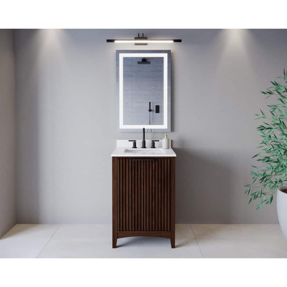 Palmilla 24 in. Single Freestanding Dark Walnut Bath Vanity with White Quartz Top Assembled price history on PriceWatchPro