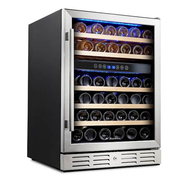 Kalamera 24 in. Built-In 46 Bottle Dual Zone Wine Cooler with Temperature Memory Function
