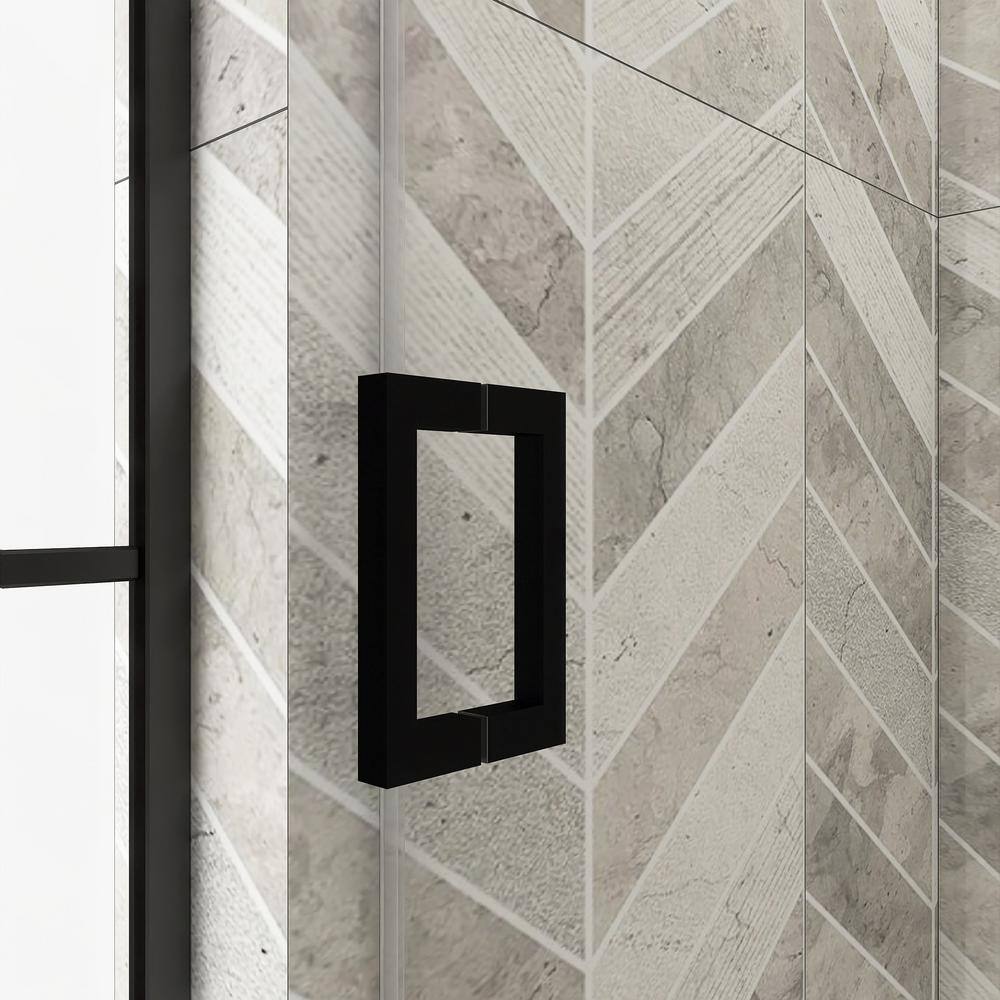 72'' Matte Black Frameless Sliding Shower Door with Clear Glass