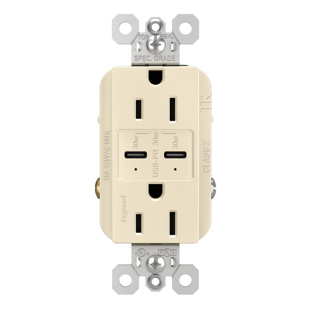radiant 15 Amp 125-Volt Tamper-Resistant Duplex Outlet with Ultra-Fast 6A PLUS 30W Power Delivery USB C/C, Light Almond price history on PriceWatchPro