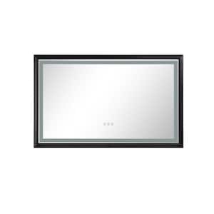 40 in. W x 24 in. H Small Rectangular Steel Framed Dimmable Wall Bathroom Vanity Mirror