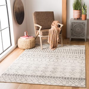 Tulum Ivory/Gray 9 ft. x 12 ft. Geometric Diamond Tribal Area Rug