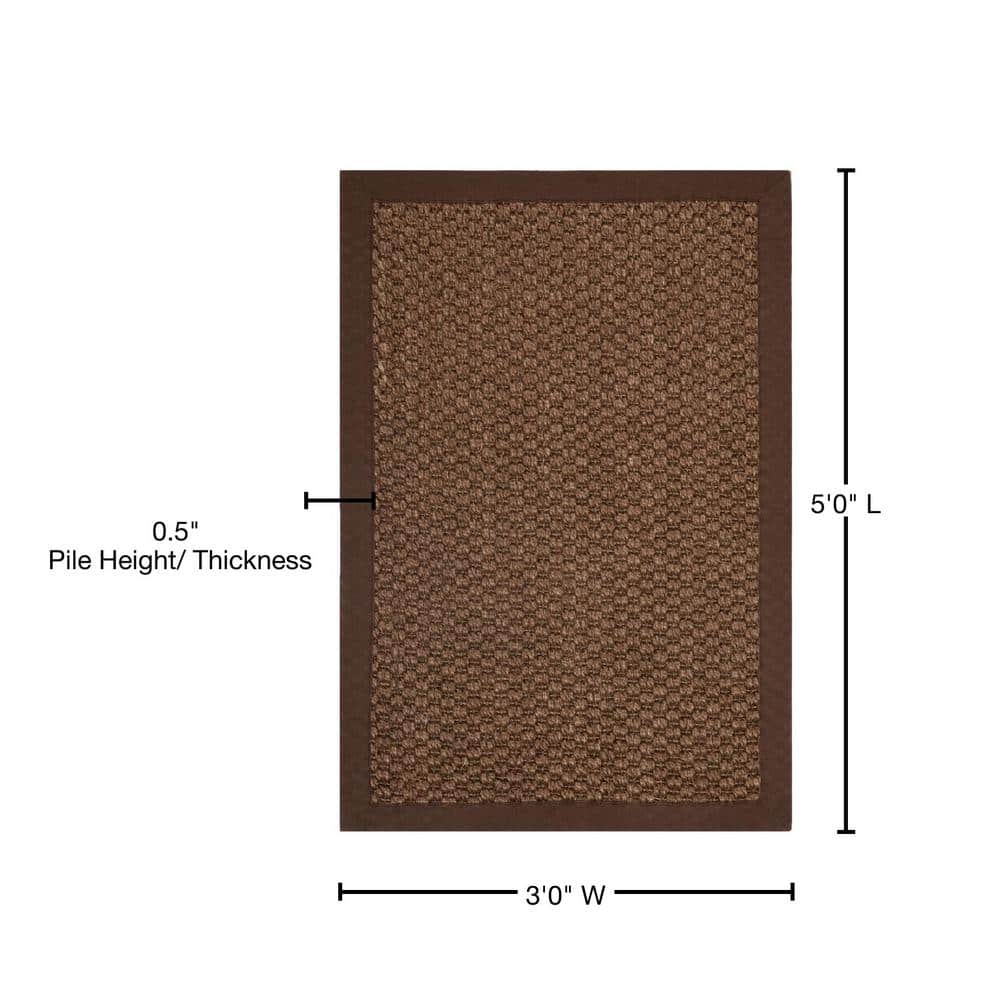 Handmade Tufted Chocolate Cotton Basket Weave Rug 3' x 5'