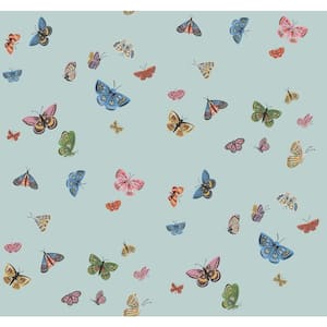 Butterfly House Light Blue Metallic Non-Pasted Wallpaper