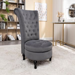 Gosser 20 in. Wide Gray Velvet Vanity Chair