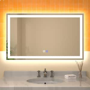 Derrin 40 in. W x 24 in. H Medium Rectangular Frameless Anti-Fog Dimmable LED Wall Bathroom Vanity Mirror in Silver