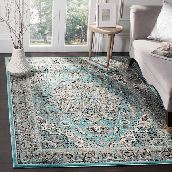 Skyler Blue/Ivory 2 ft. x 4 ft. Border Area Rug