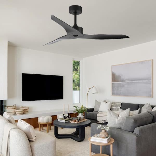 52-Inch Indoor Outdoor Ceiling Fan With Remote - Quiet DC Motor, Reversible, No Light, Low Profile, Works On 110V-220V For Bedroom, Living Room, Patio