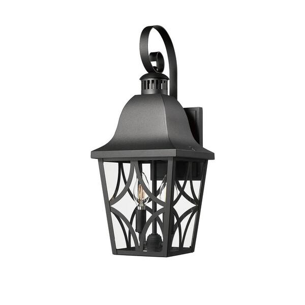 Sunpez 1-Pack 2-Lights Black Porch Light Waterproof Exterior Coach Outdoor Wall Sconce, E12, No Bulbs Included (C)