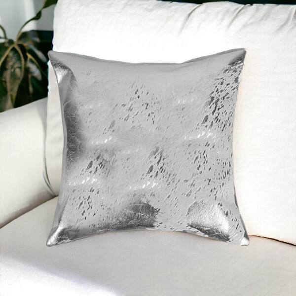 18 X 18 Gray Cowhide Throw Pillow 18 X 18 Gray Cowhide Throw Pillow