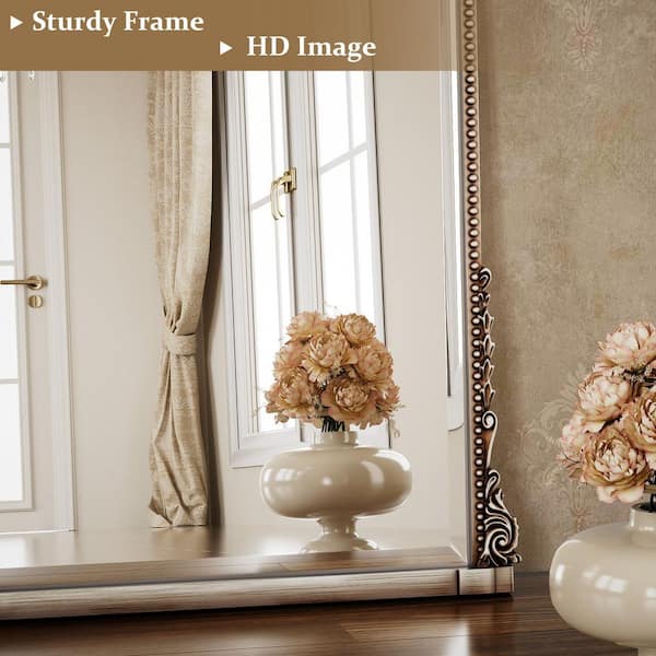 XRAMFY Antique Silver 24 in. W x 32 in. H Arched Modern