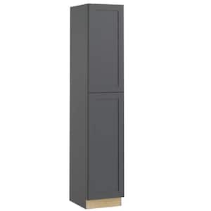 Newport Deep Onyx Plywood Shaker Assembled Pantry Kitchen Cabinet Soft Close Right 18 in W x 24 in D x 90 in H