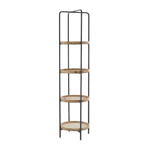 64 in. 4 Shelves Wood Stationary Brown Shelving Unit