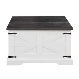 31.5 in. Wood Outdoor Coffee Table with Large Hidden Storage Compartment and Hinged Lift Top in White
