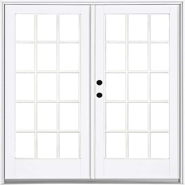 MP Doors 72 in. x 80 in. Fiberglass Smooth White Right-Hand Inswing Hinged Patio Door with 15-Lite SDL