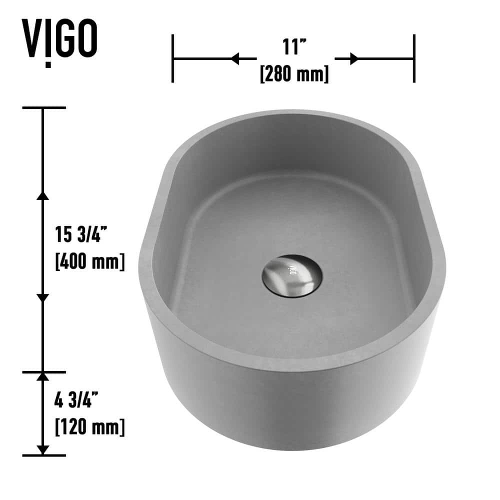 Cast Iron 15.75'' Oval Above-Counter Vessel Bathroom Sink in Gray