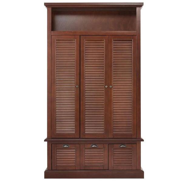 Unbranded Shutter 42 in. W x 74 in. H x 17 in. D Triple Door Closed Locker Storage in Dark Cherry