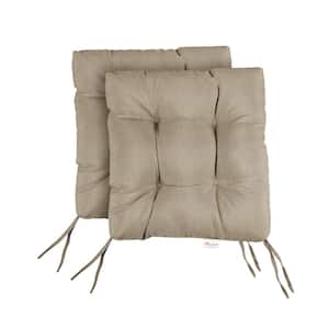 Sunbrella Canvas Taupe Tufted Chair Cushion Square Back 16 x 16 x 3 (Set of 2)