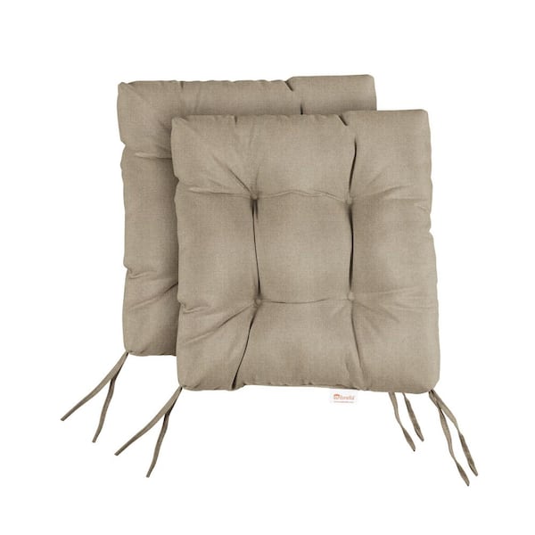 SORRA HOME Sunbrella Canvas Taupe Tufted Chair Cushion Square Back 16 x 16 x 3 (Set of 2)