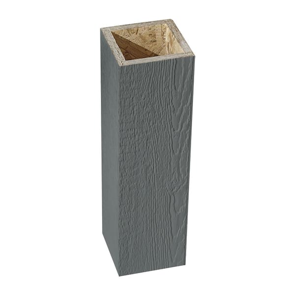 DIAMOND KOTE 4 in. x 4 in. x 12 ft. Smoky Ash Woodgrain Composite Prefinished Pro-Post Trim Wrap with Glue Column Kit