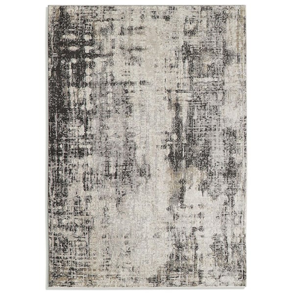 Unbranded Gray Polypropylene 5 ft. x 7 ft. Abstract Indoor Area Rug
