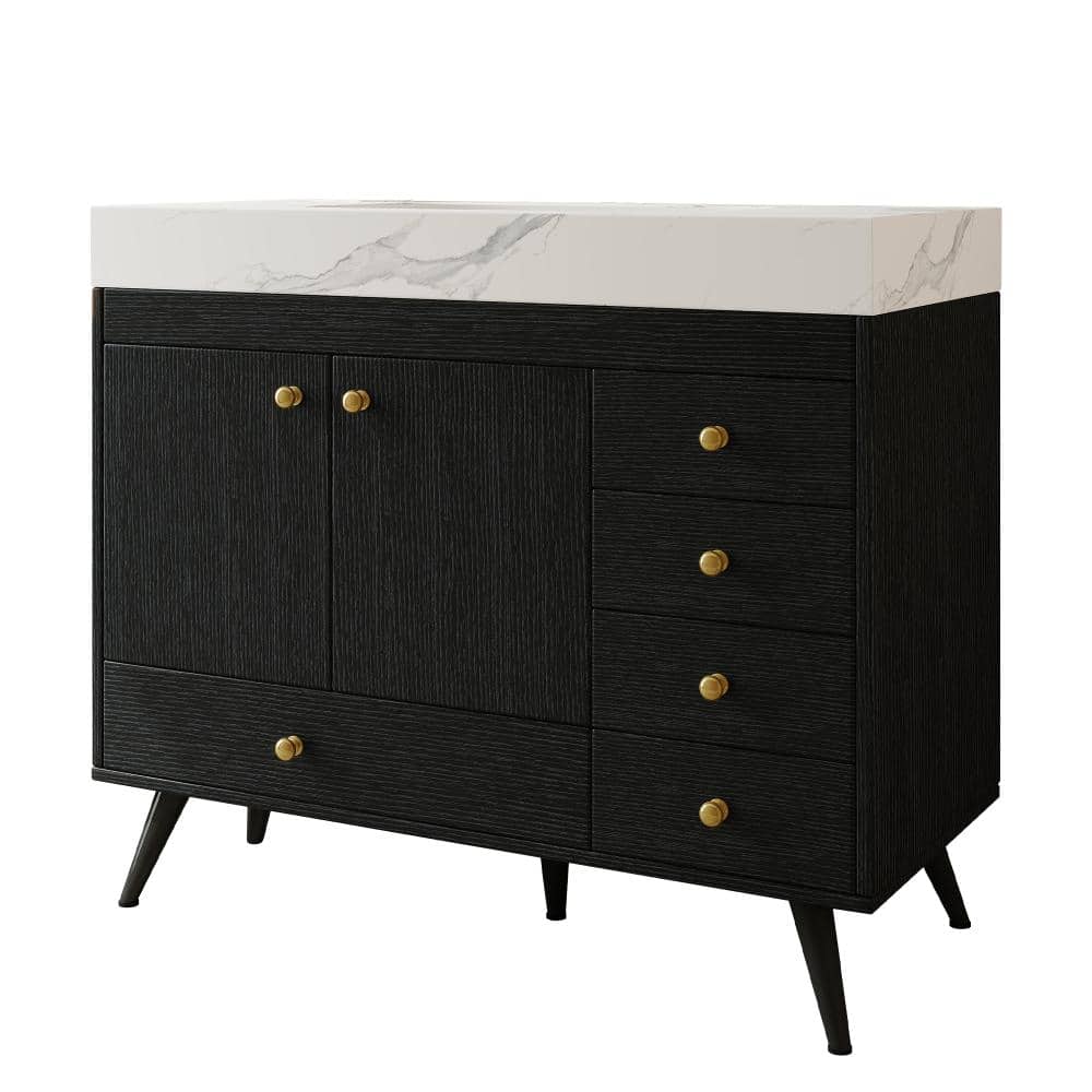 36 in. Single Sink Freestanding Black Bath Vanity with White Sintered Stone Top Unassembled price history on PriceWatchPro